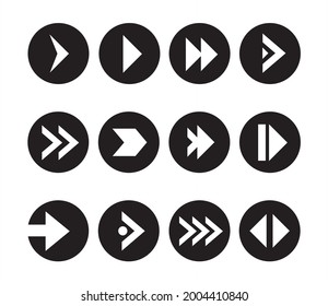 Collection different arrows flat vector icons set
