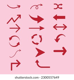 collection of different arrows. group of arrows in different styles.