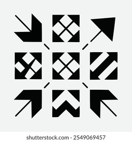 Sammlung verschiedene Pfeile Zeichen. Schwarze Vektorpfeile. Moderne einfache Pfeile.