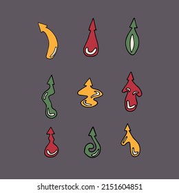 Collection of different arrows sign. Set of different color arrows. 