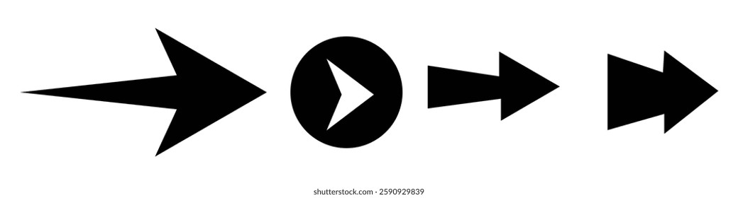Collection different arrows sign vector. arrow icon set. right narrow arrow. forward symbol. modern arrow sign vector on white background