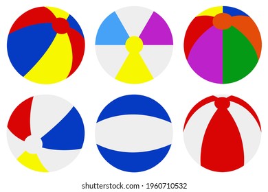 Collection of different beach balls isolated on white	