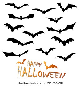 collection of different black colored illustrated bats for Halloween layouts