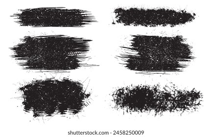 Colección de diferentes pinceladas de grunge negro