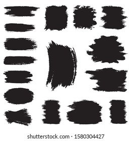 Collection of different black ink brush strokes, artistic black design elements. vector paintbrush set, black illustration, black ink texture