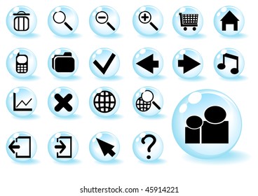Collection of different blue web buttons