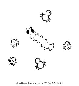 Una colección de diferentes bichos en el Vector de arte de línea
