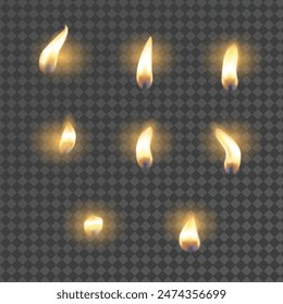 Colección de diferentes luces de vela sobre fondo transparente Ilustración de Arte vectorial, ideal para decoraciones festivas