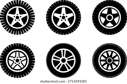 Colección de diferentes ruedas de coche con varios diseños