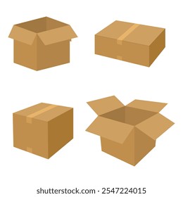 Collection of different cardboard box illustration