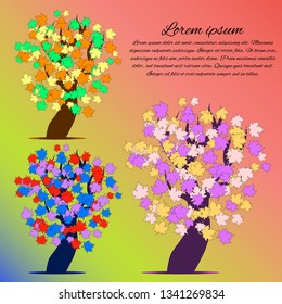 Collection of different cartoon trees illustrations 