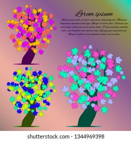 Collection of different cartoon trees illustrations
