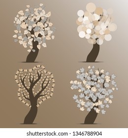 Collection of different cartoon trees illustrations