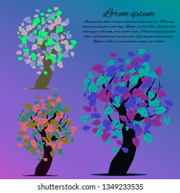 Collection of different cartoon trees illustrations