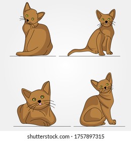 Collection of different cat poses - Vector illustration