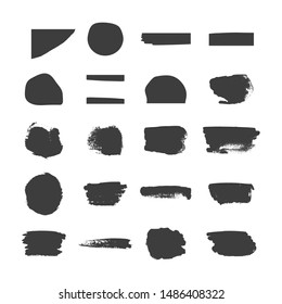 Colección de diferentes heces de carbón vegetal. Pincel textura. Fondo de bordes duros.