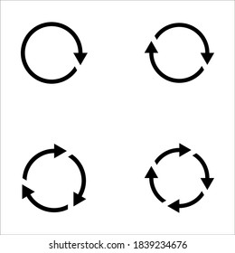 Collection of different circular arrows icon on white background color editable