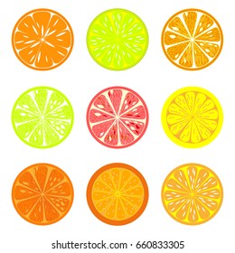 Collection of different citrus slices