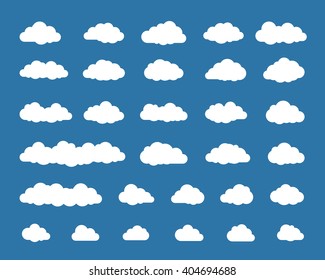 Collection of different cloud icons. Vector illustration of cloud icons