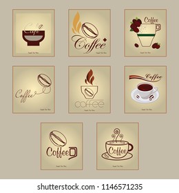 A collection of different coffee cups sign with lettering of coffee, ideal for café and restaurant menu