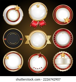 Collection of different color conical gradient badges
