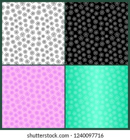 Collection of different color floral patterns with simple flowers