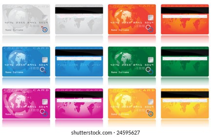 Collection of different colored credit cards for banks. To see similar please visit my gallery