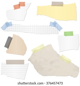 collection of different colored scraps of papers with adhesive strips