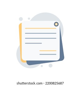 Collection of different colored sheets of note papers, ready for your message. Isolated on white background. Vector illustration