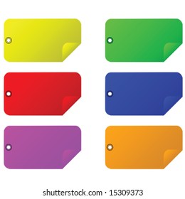 Collection of different colored stickers, with one border being peeled