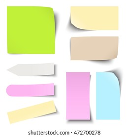 collection of different colored sticky notes with shadow