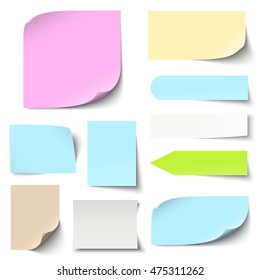 collection of different colored sticky notes with shadow