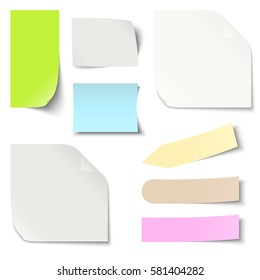 collection of different colored sticky notes with shadow