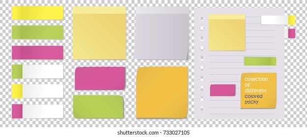 collection of different colored sticky notes with shadow