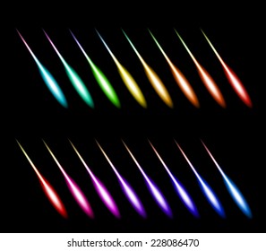 The collection of different colorful comets.