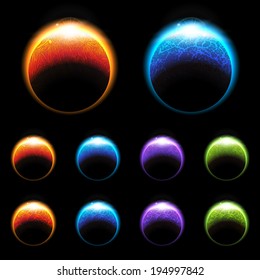 The collection of different colorful planets.