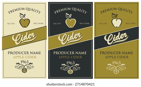 colección de etiquetas de diferentes colores para la sidra de manzana