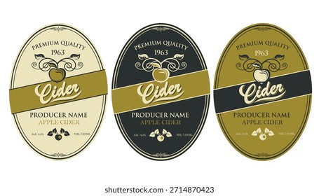 collection of different colors labels for apple cider