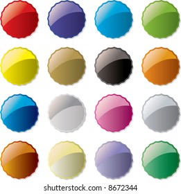 A collection of different coloured buttons ready for your own text