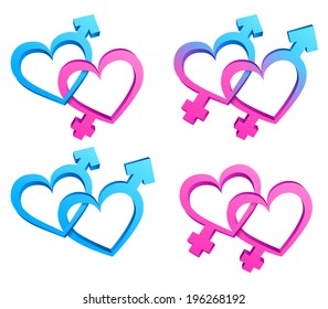 Collection of different combinations of gender symbols.