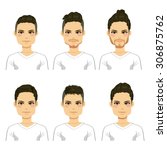 Collection of different cool fashionable hipster hairstyle men heads
