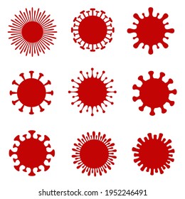 Collection of different coronavirus cells isolated on white	