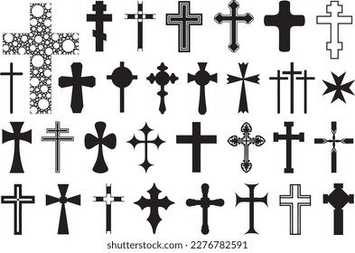 Collection of different crosses isolated on white