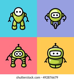 Collection of different cute vector robots (2)