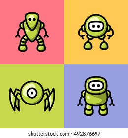 Collection of different cute vector robots (1)