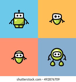 Collection of different cute vector robots (6)