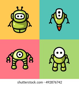 Collection of different cute vector robots (3)