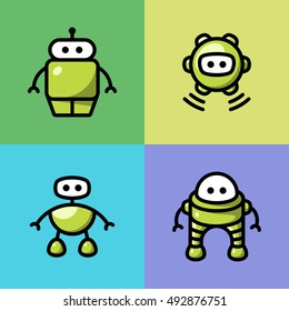 Collection of different cute vector robots (4)