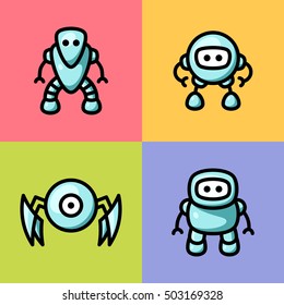 Collection of different cute vector robots (7)