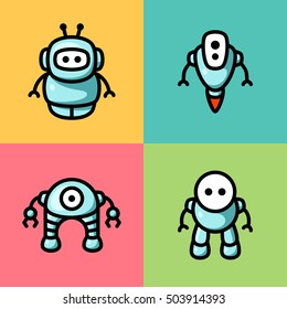 Collection of different cute vector robots (9)